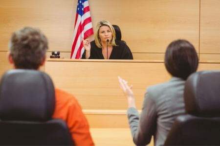 A judge hearing a case