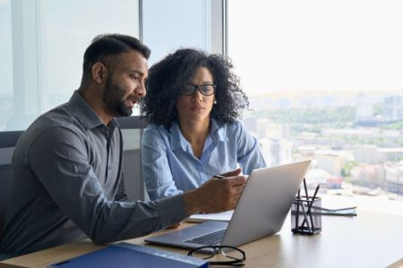 Lawyer consulting with client